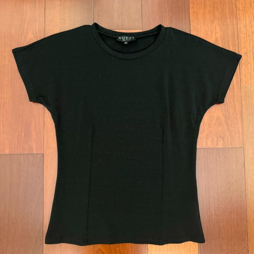 Gucci Women Black Short Sleeves Knit (Size: 38) Made in Italy